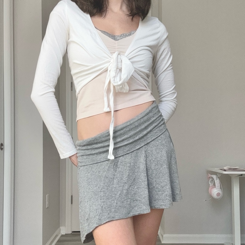 Balletcore grey asymmetrical fold over skirt from glassons